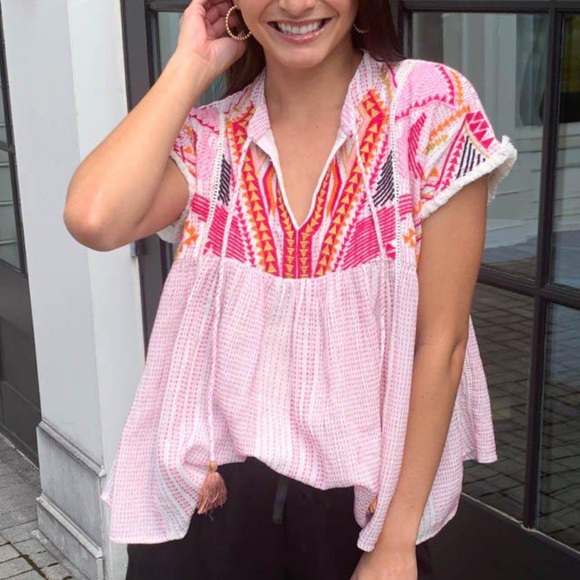 THML Tops - THML Pink embroidered blouse